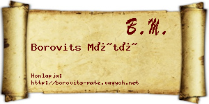 Borovits Máté névjegykártya